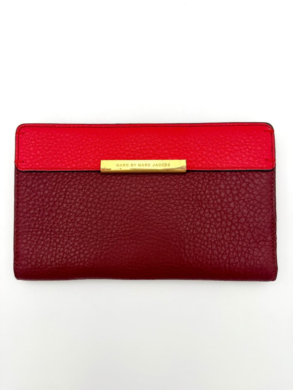 Marc by Marc Jacobs Colorblock Travel Wallet Red Burgundy Leather
